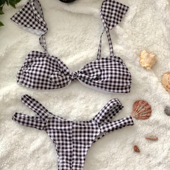 NWOT Gingham Double banded bikini - Picture 6 of 8